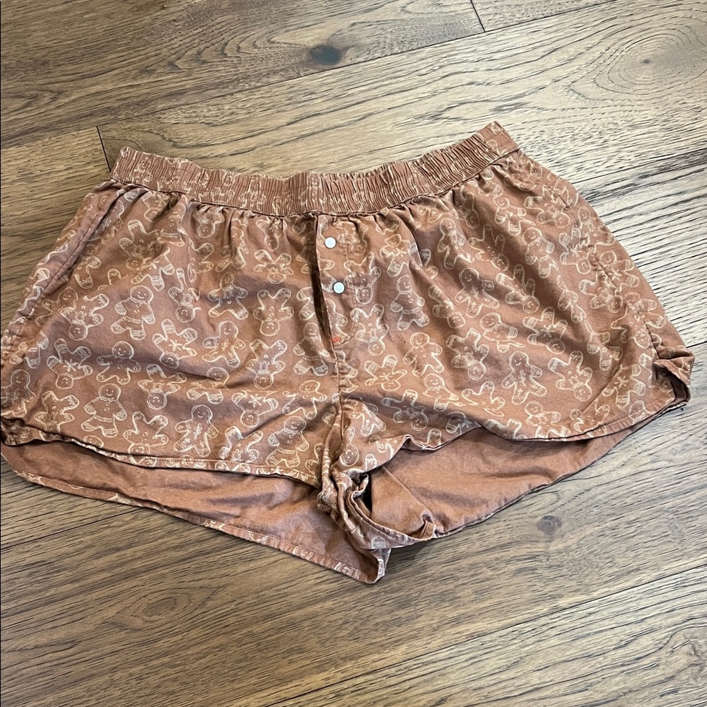 Aerie:   Women's Boxer Shorts with Gingerbread Pattern